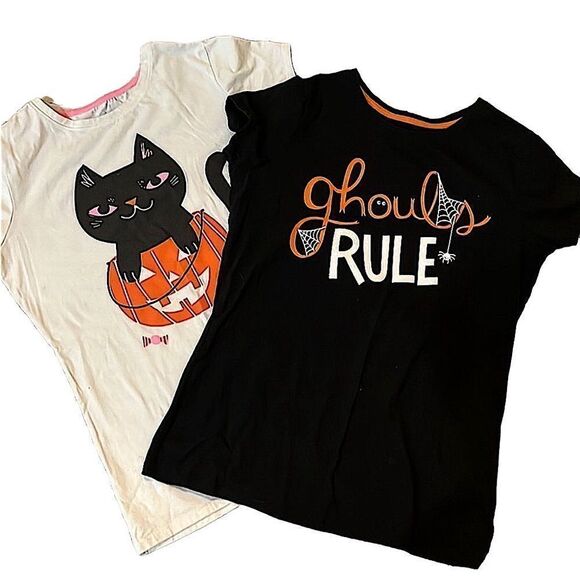 🌴 Cat & Jack Halloween T-Shirt XL/14-16 Black or White - Picture 1 of 5